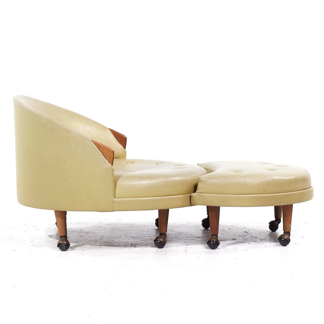 Tissu d'ameublement Adrian Pearsall pour Craft Associates, chaise La Havane mi-siècle avec pouf en vente