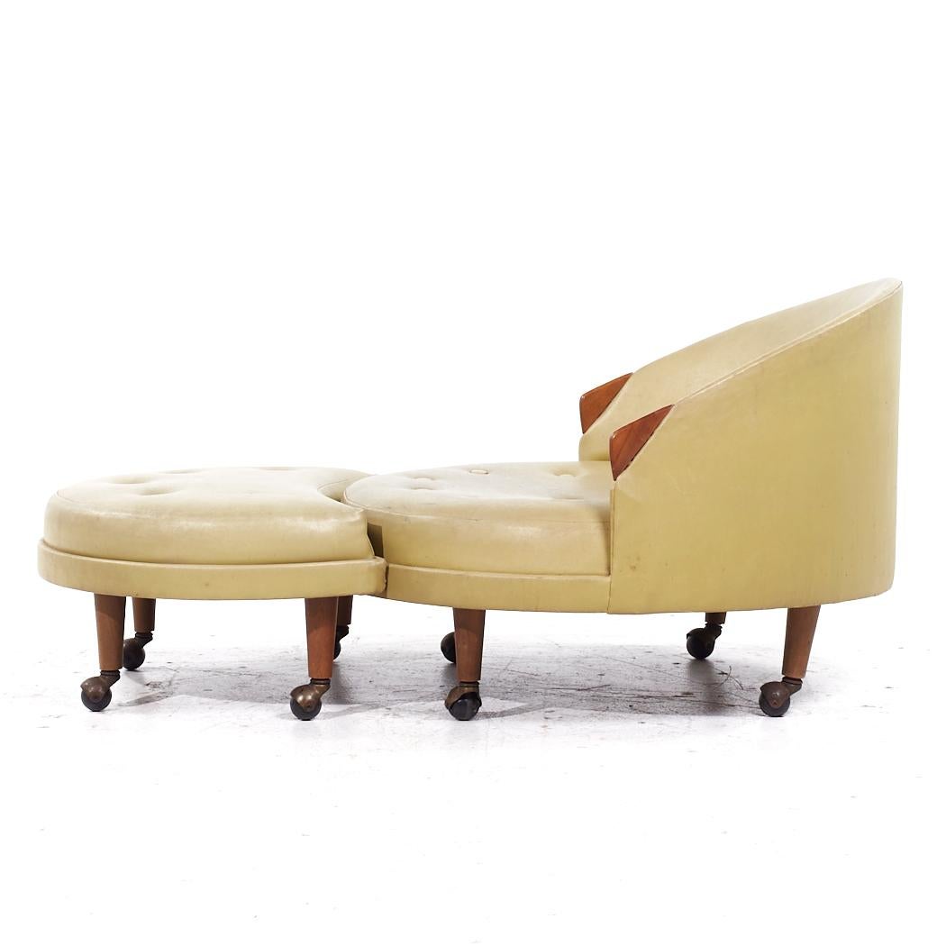 Adrian Pearsall pour Craft Associates, chaise La Havane mi-siècle avec pouf en vente 1