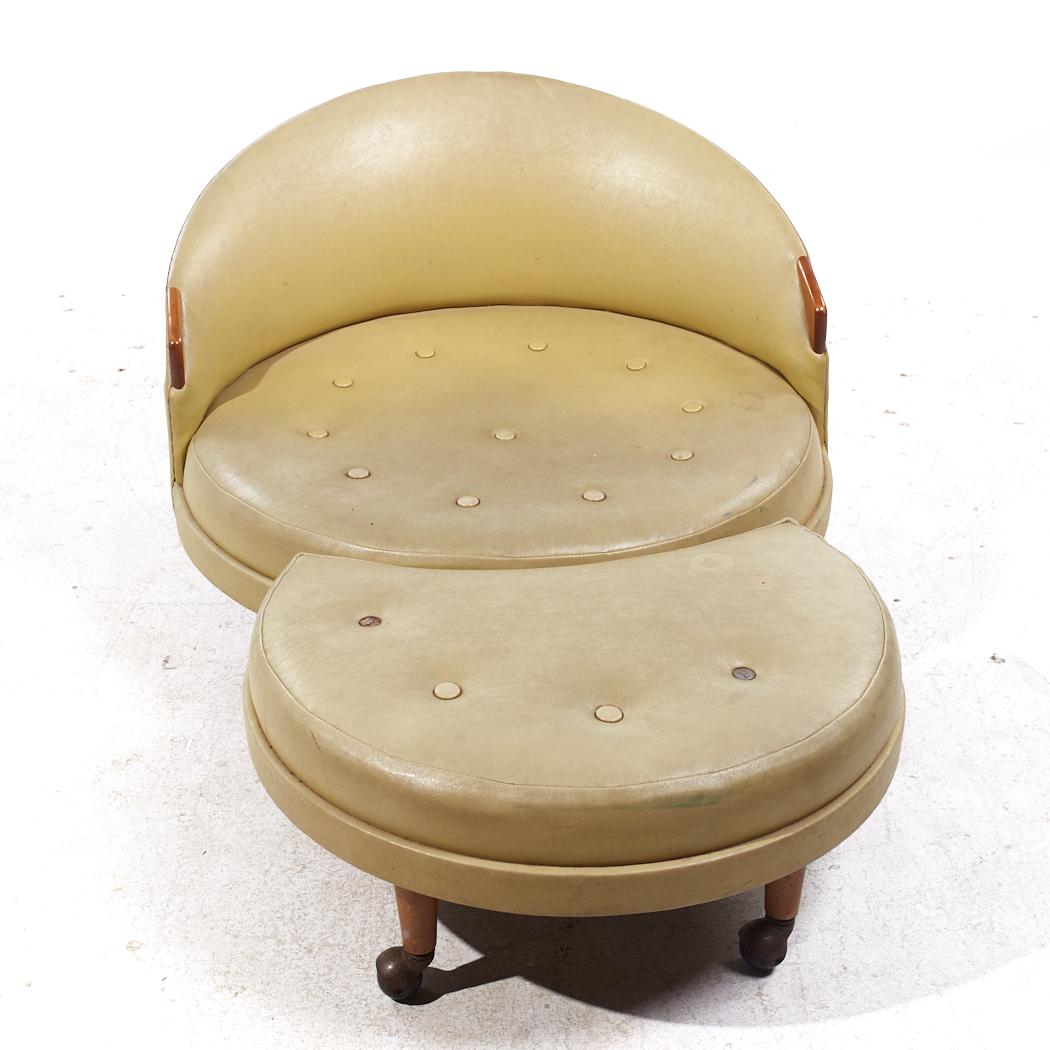 Adrian Pearsall pour Craft Associates, chaise La Havane mi-siècle avec pouf en vente 2