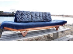 Adrian Pearsall for Craft Associates Mid-Century Modern Gondola Sofa Blue Velvet