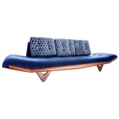 Adrian Pearsall for Craft Associates Mid-Century Modern Gondola Sofa Blue Velvet