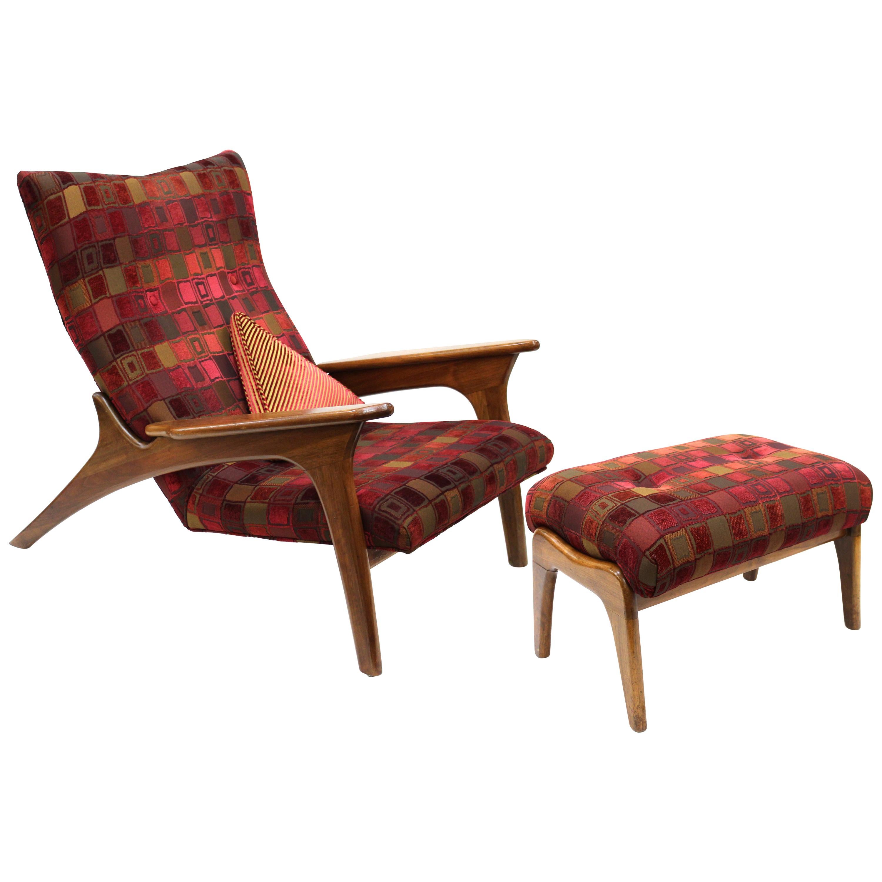 Adrian Pearsall for Craft Associates Mid-Century Modern Lounge Chair and Ottoman