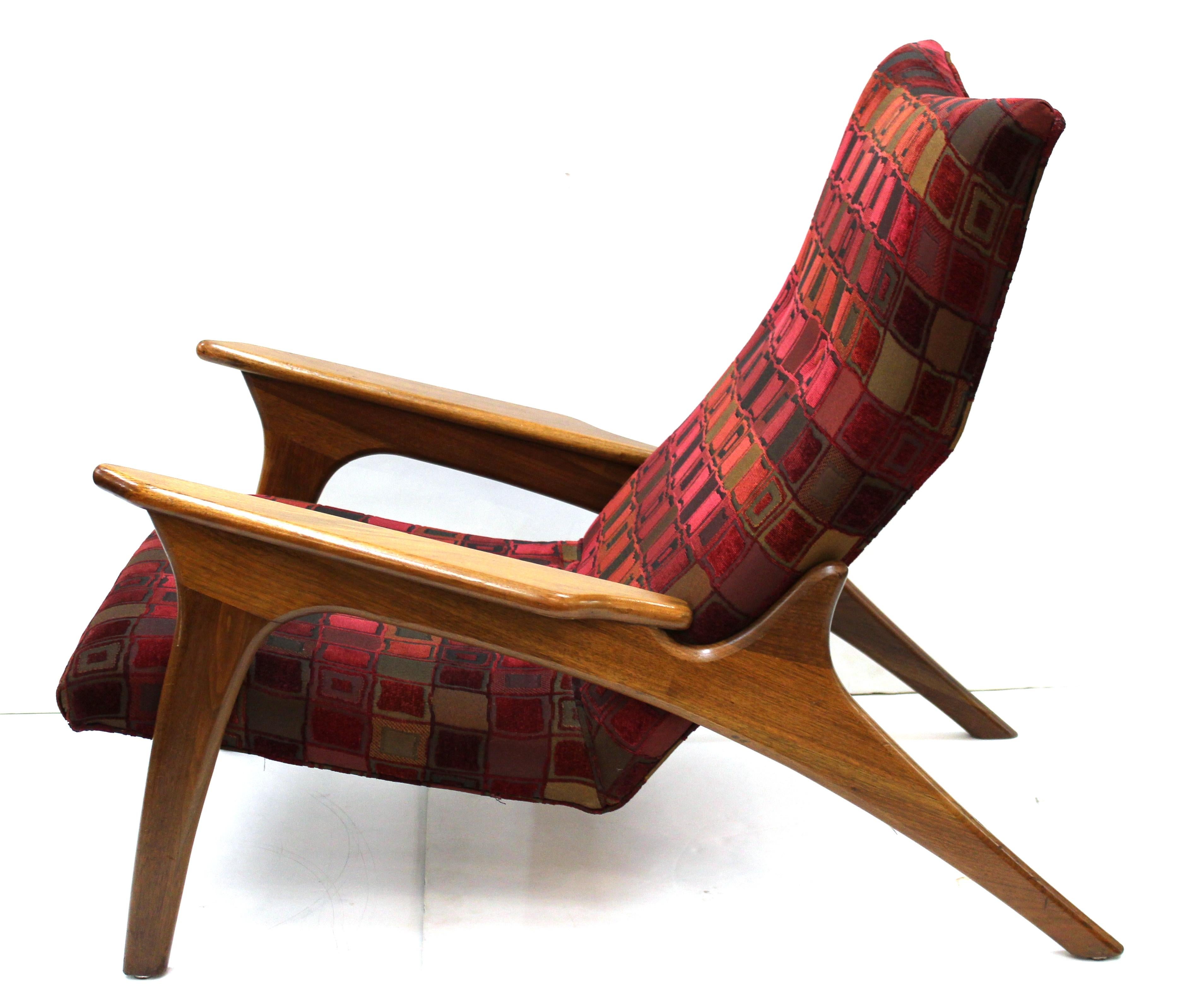 Fabric Adrian Pearsall for Craft Associates Mid-Century Modern Lounge Chair