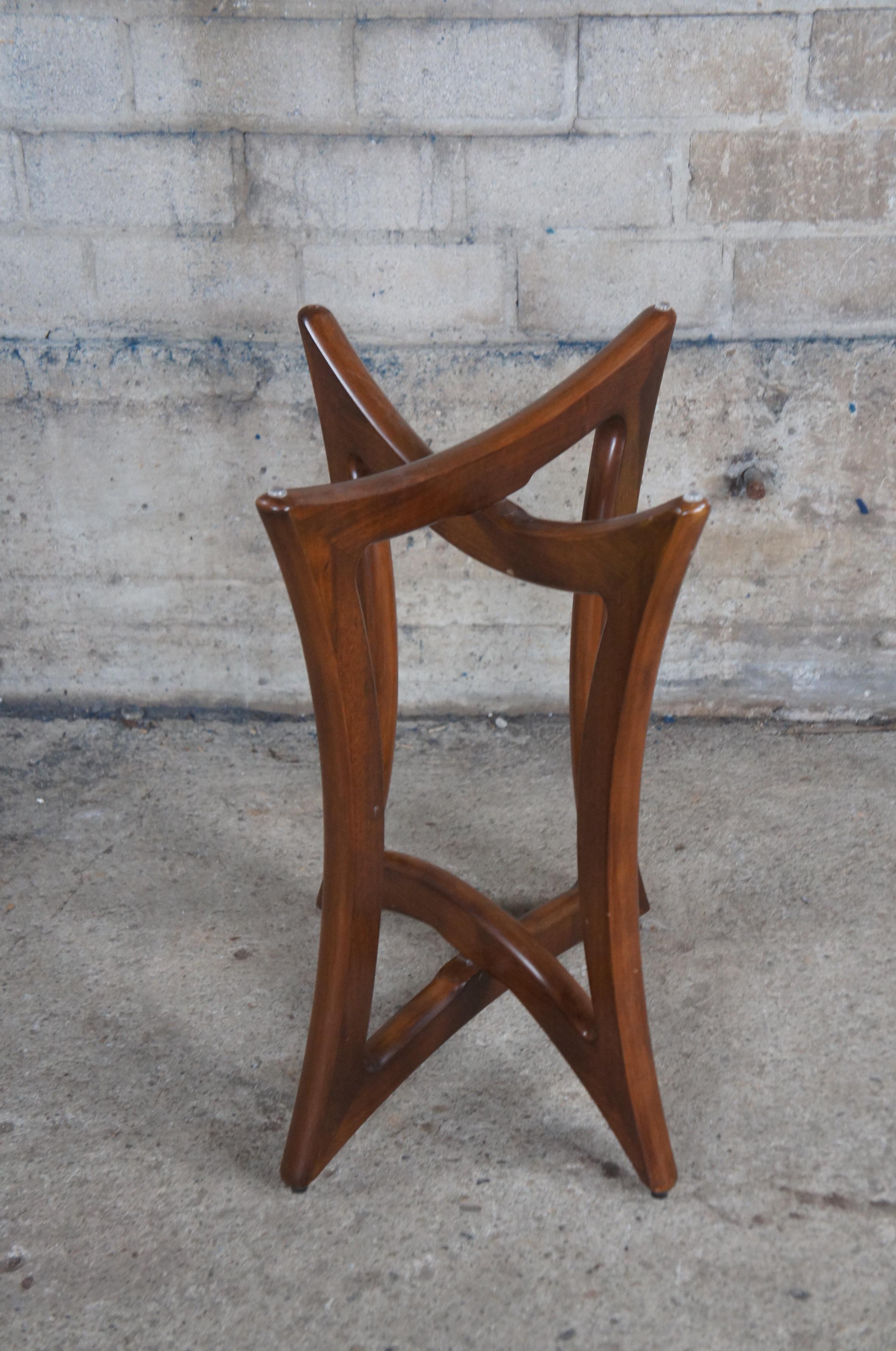 Adrian Pearsall for Craft Associates Mid Century Modern Walnut Glass Side Table For Sale 4