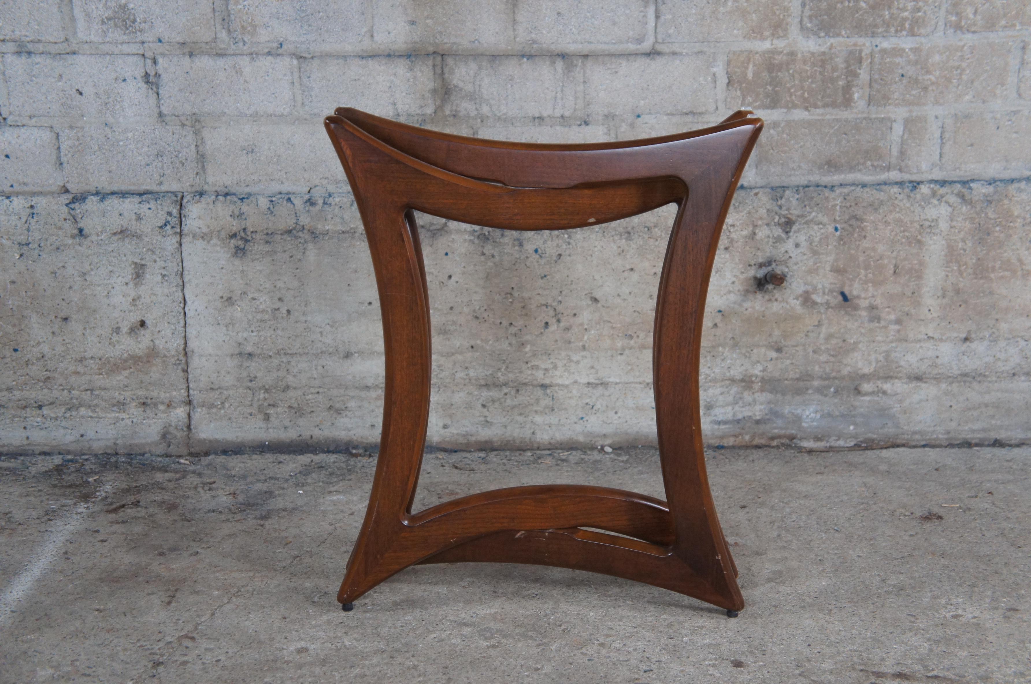 Adrian Pearsall for Craft Associates Mid Century Modern Walnut Glass Side Table For Sale 5
