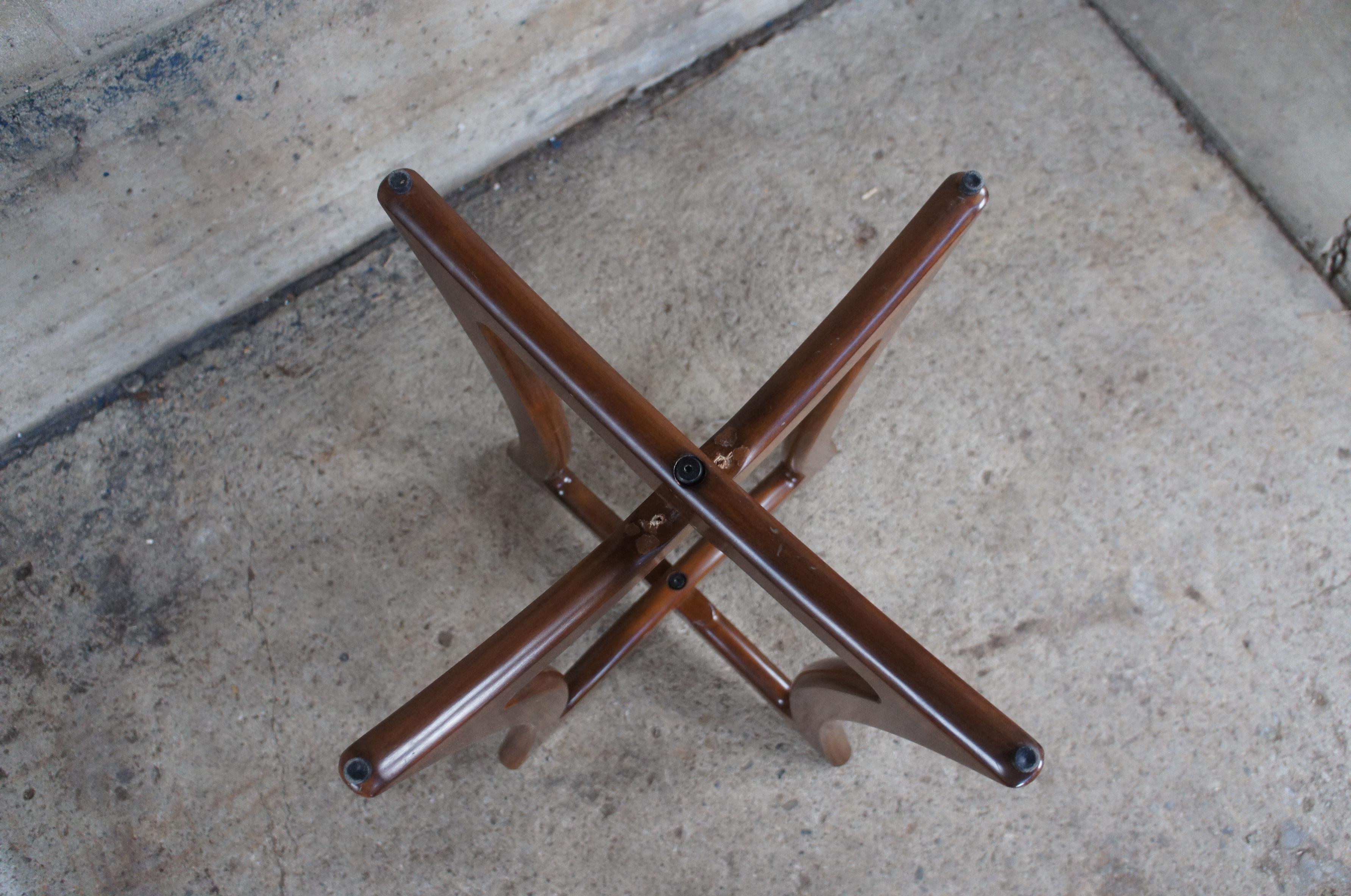 Adrian Pearsall for Craft Associates Mid Century Modern Walnut Glass Side Table For Sale 6