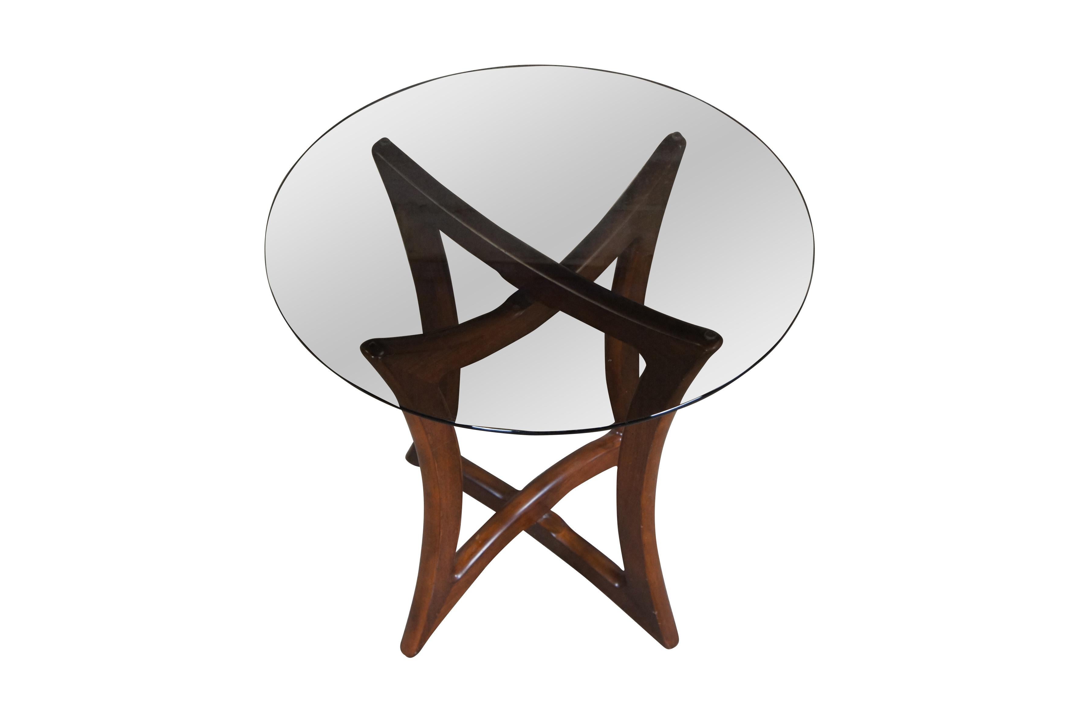 Mid-Century Modern Adrian Pearsall for Craft Associates Mid Century Modern Walnut Glass Side Table For Sale