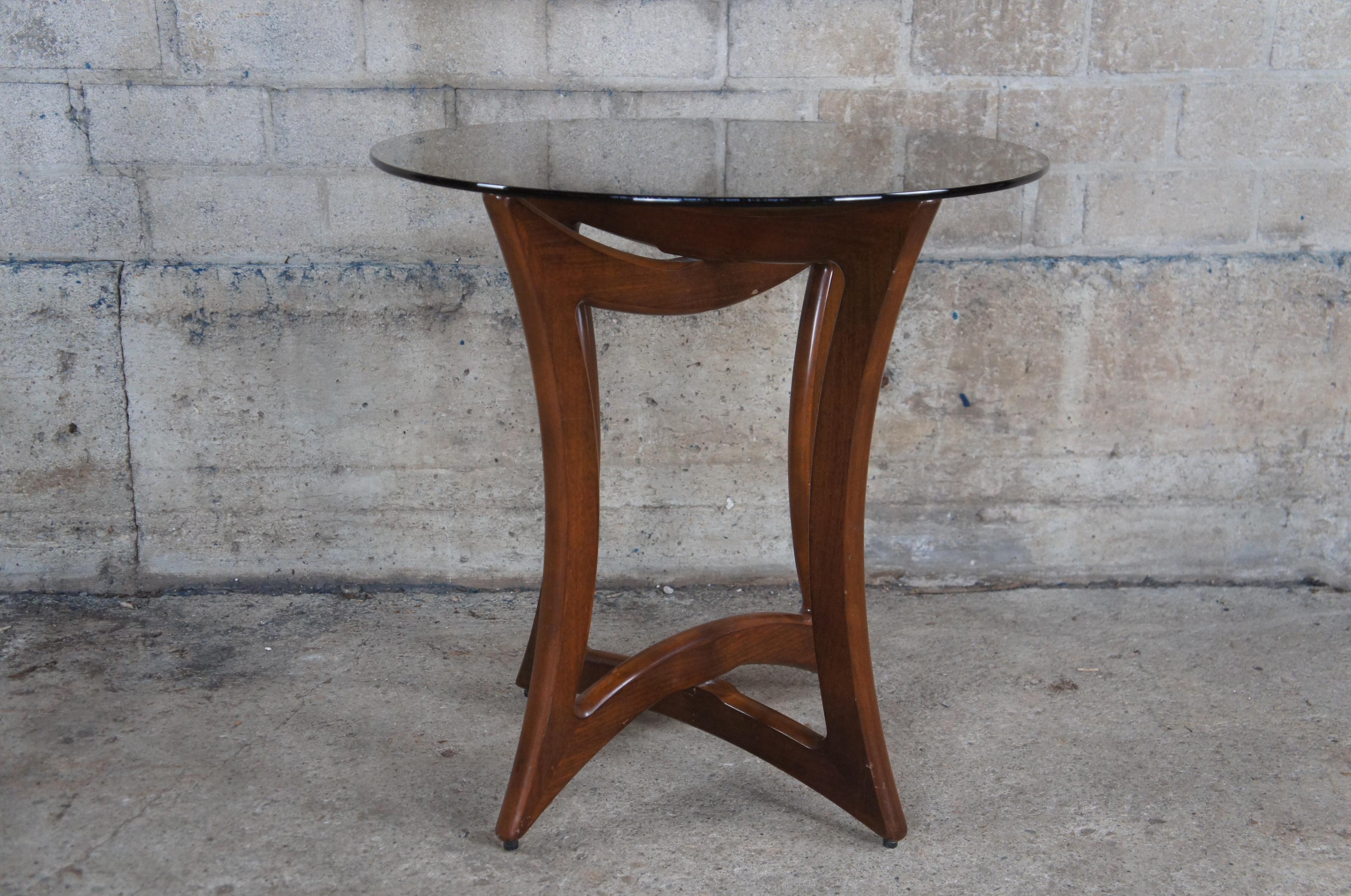 American Adrian Pearsall for Craft Associates Mid Century Modern Walnut Glass Side Table For Sale