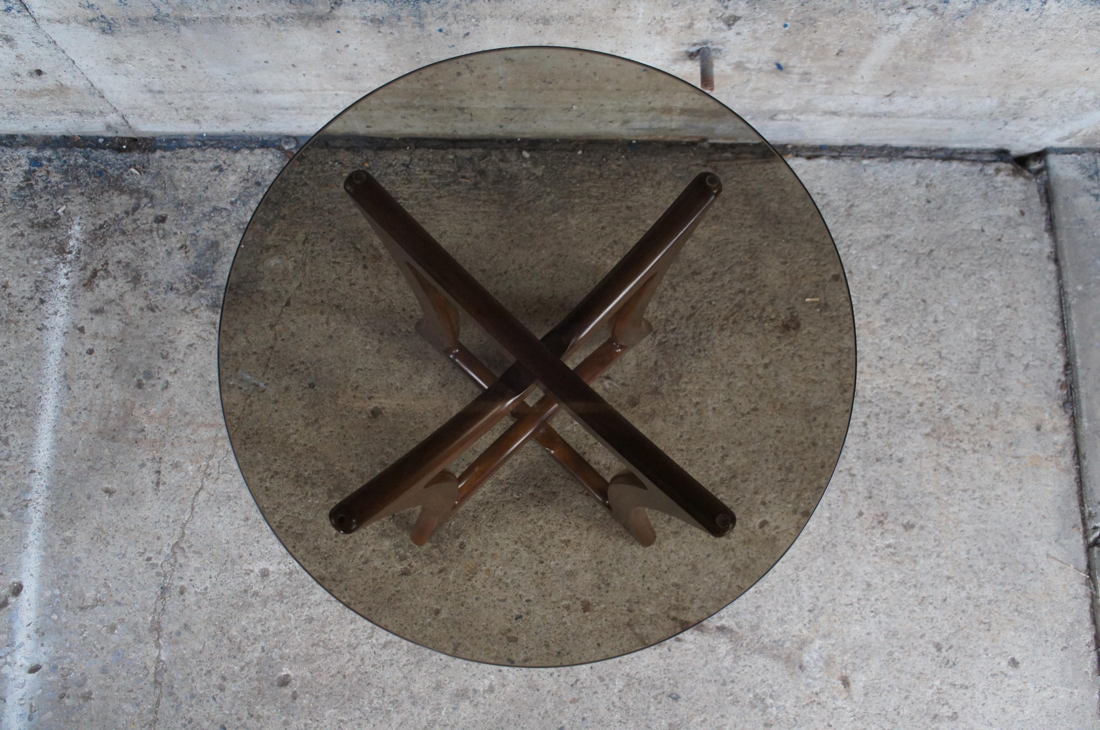 20th Century Adrian Pearsall for Craft Associates Mid Century Modern Walnut Glass Side Table For Sale