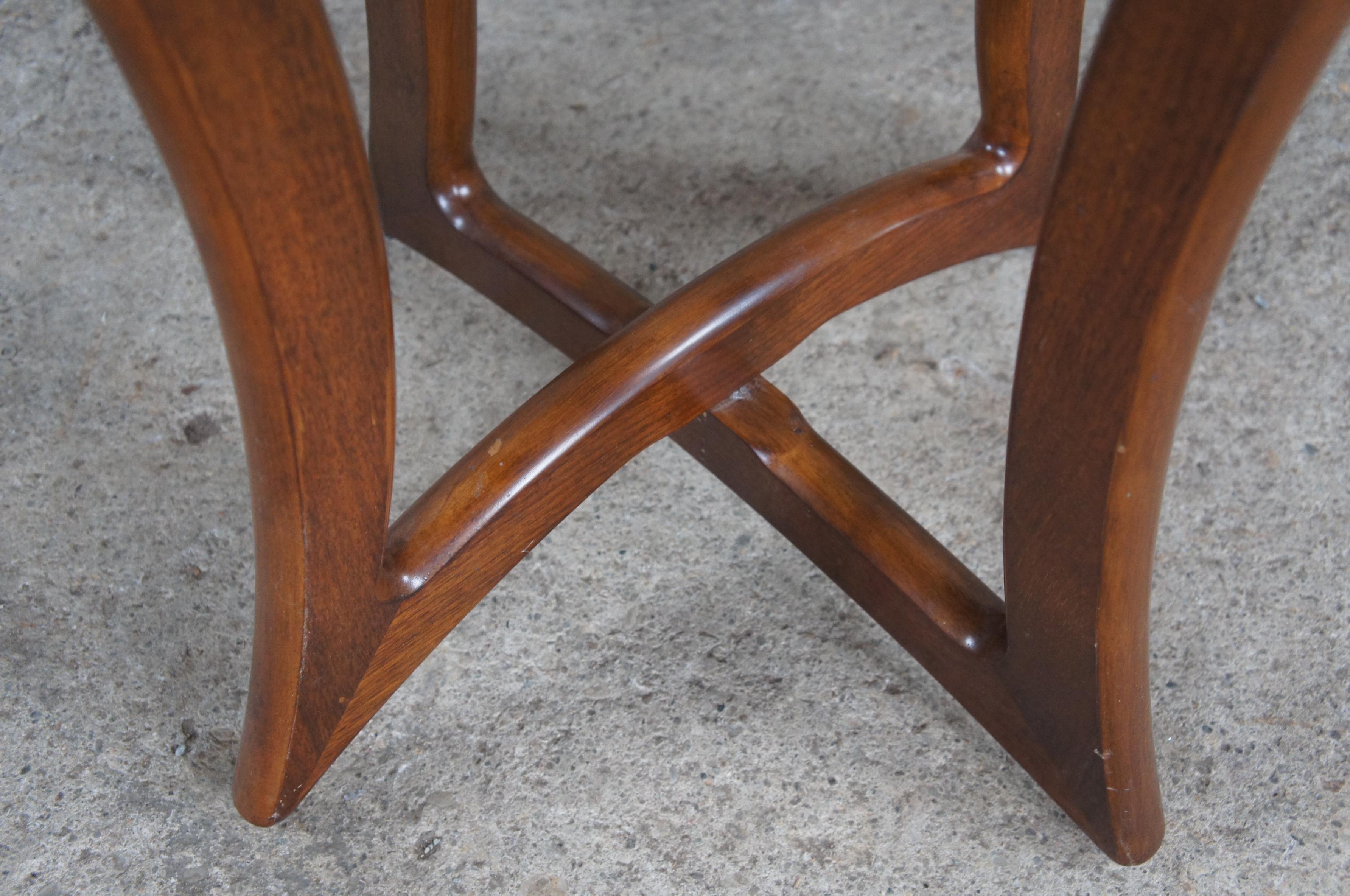 Adrian Pearsall for Craft Associates Mid Century Modern Walnut Glass Side Table For Sale 1
