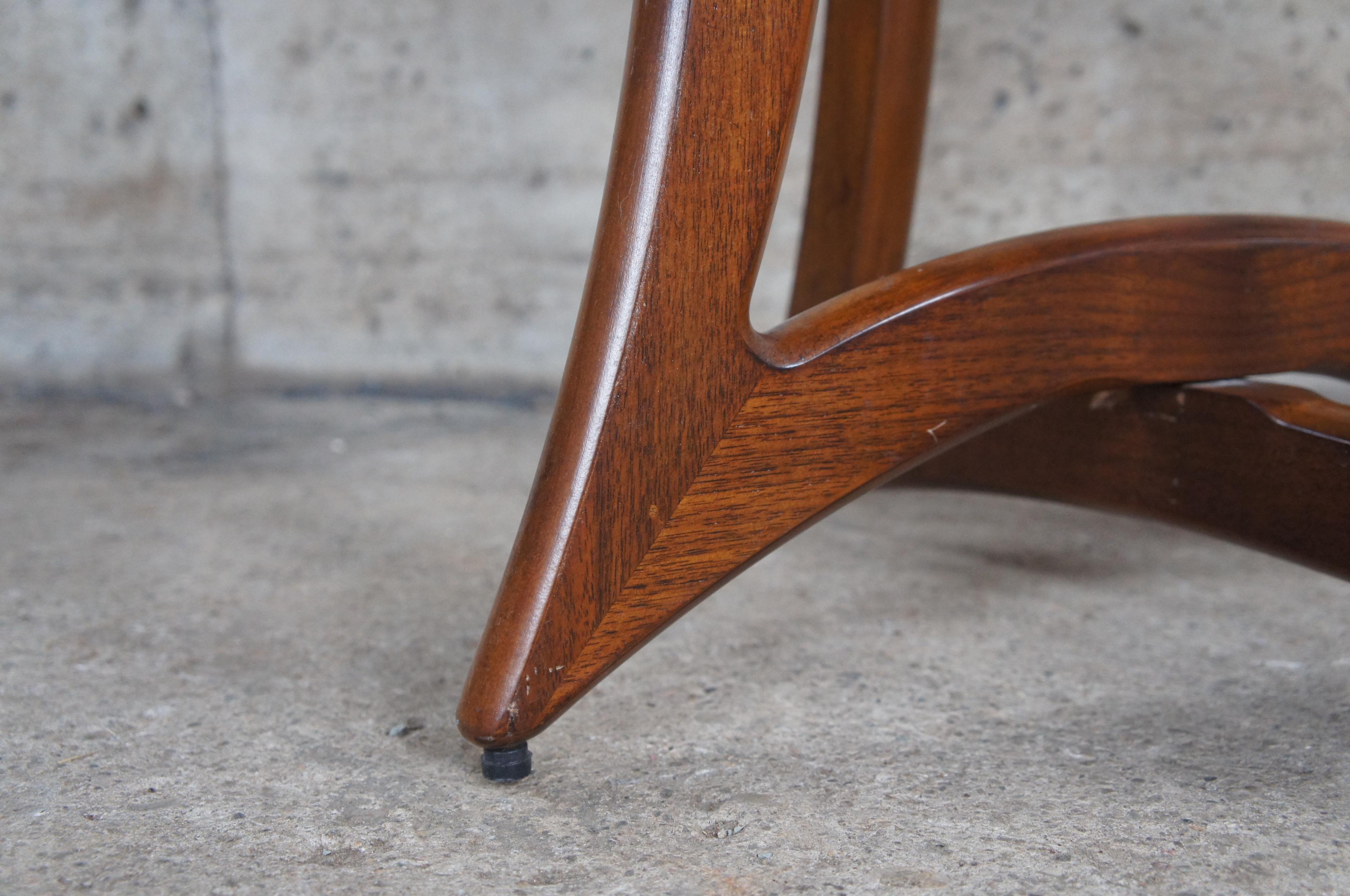 Adrian Pearsall for Craft Associates Mid Century Modern Walnut Glass Side Table For Sale 3