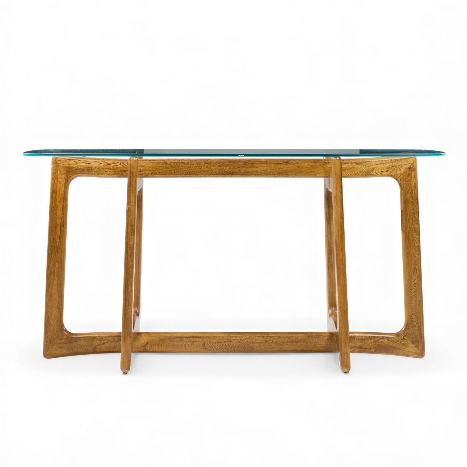 Glass Adrian Pearsall for Craft Associates Mid Century Sculptural Walnut Console Table For Sale