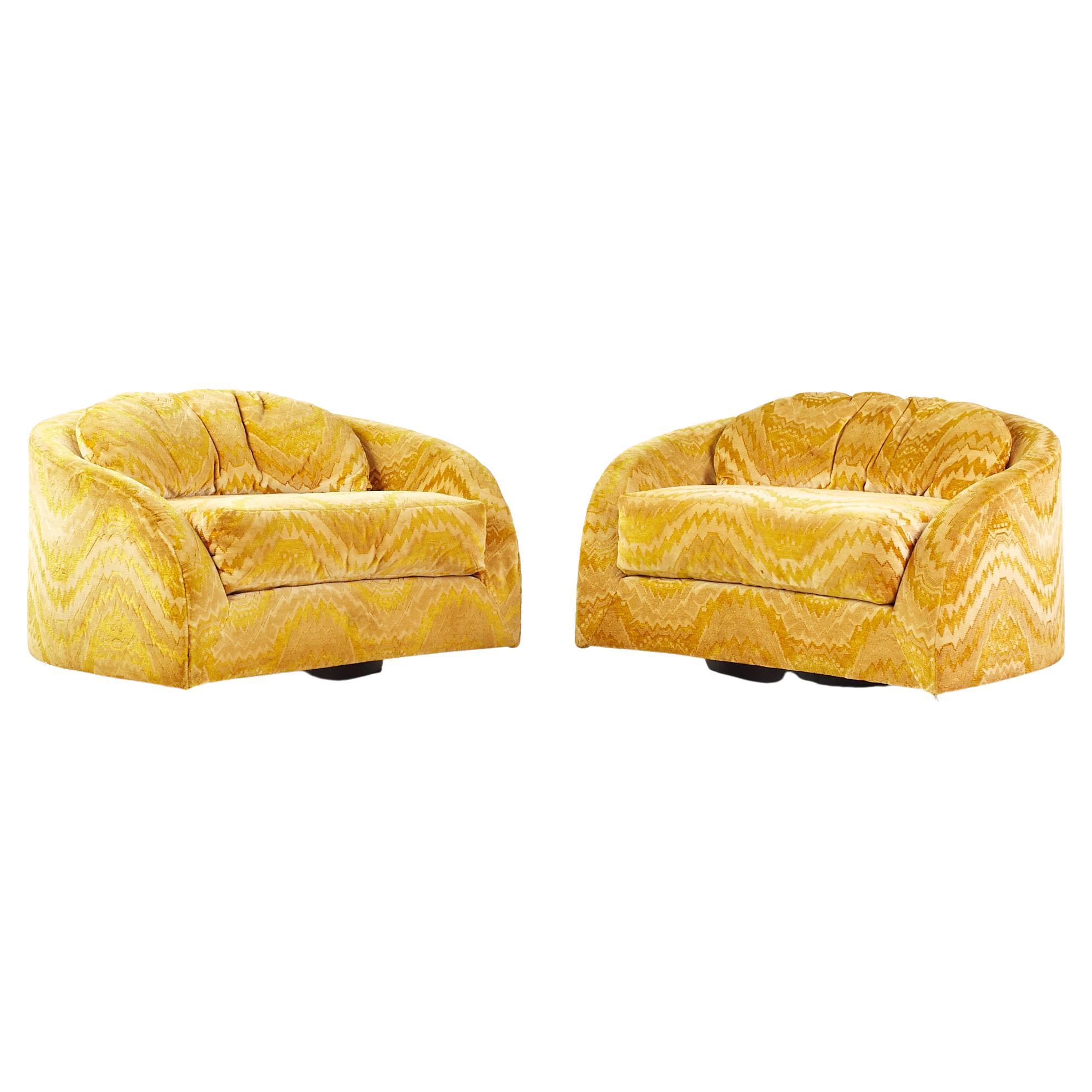 Adrian Pearsall for Craft Associates Mid Century Swivel Lounge Chairs, Pair