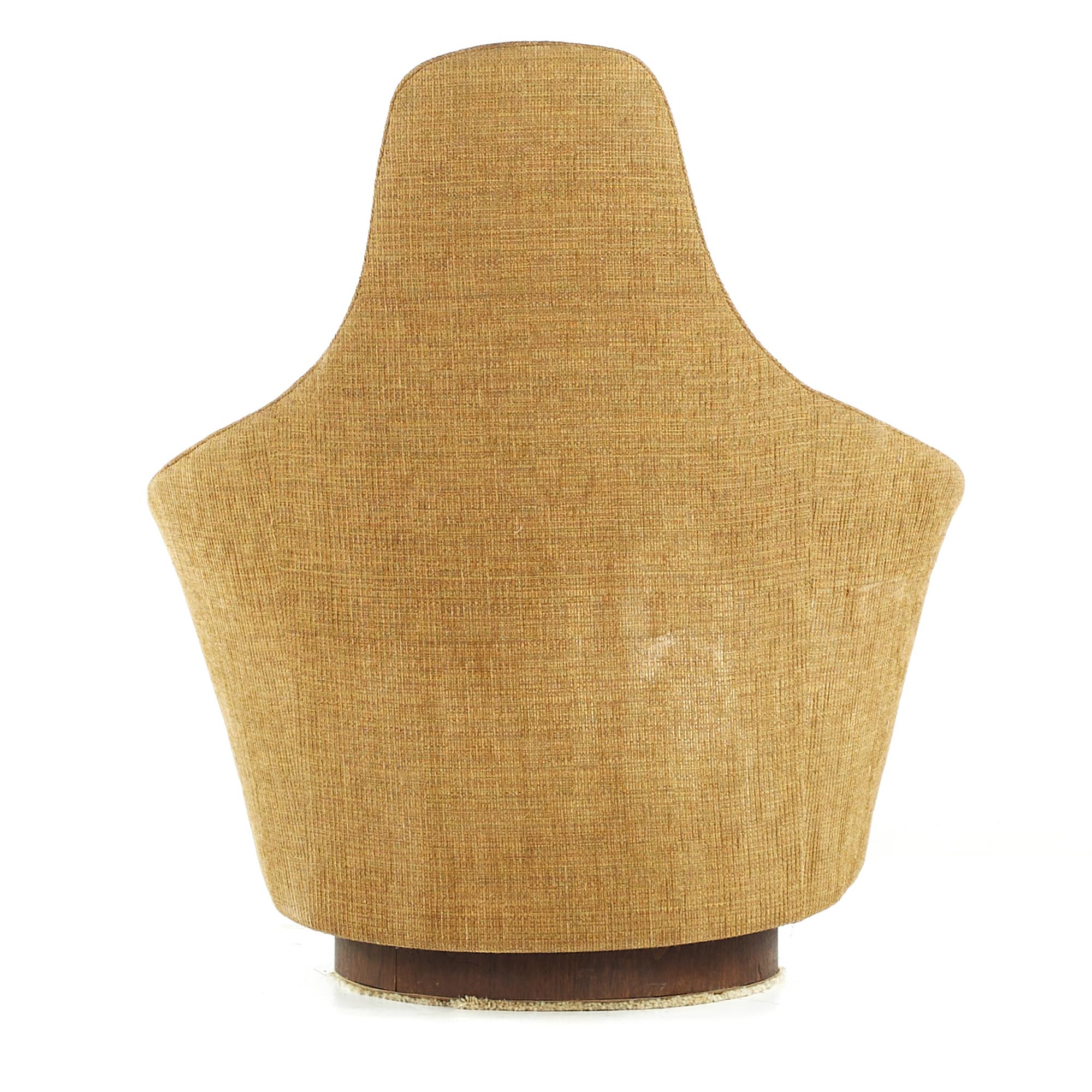 Tissu d'ameublement Chaise pivotante Adrian Pearsall pour Craft Associates du milieu du siècle dernier en vente