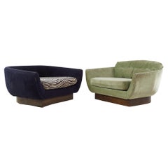 Adrian Pearsall for Craft Associates Mid-Century Tub Chair Settee, a Pair