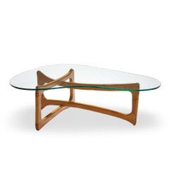 Adrian Pearsall for Craft Associates Mid Century Walnut and Glass Coffee Table