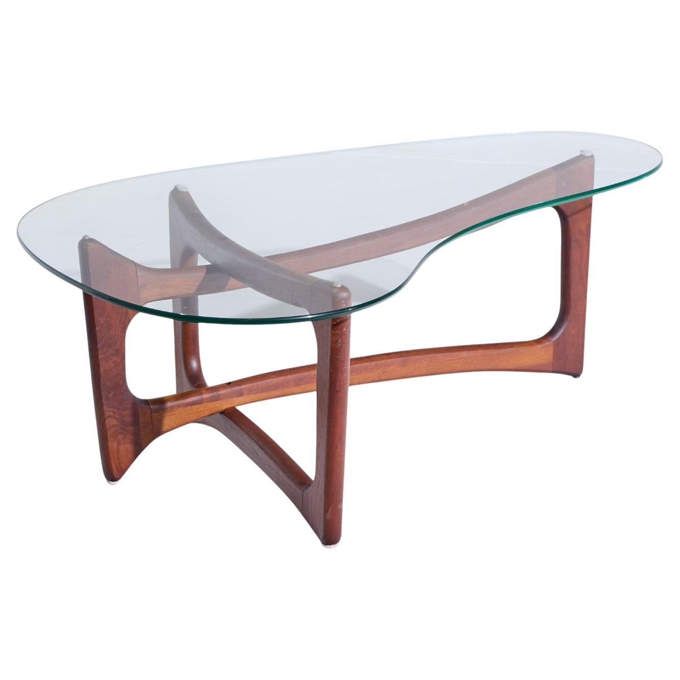 Adrian Pearsall for Craft Associates Mid Century Walnut and Glass Coffee Table For Sale