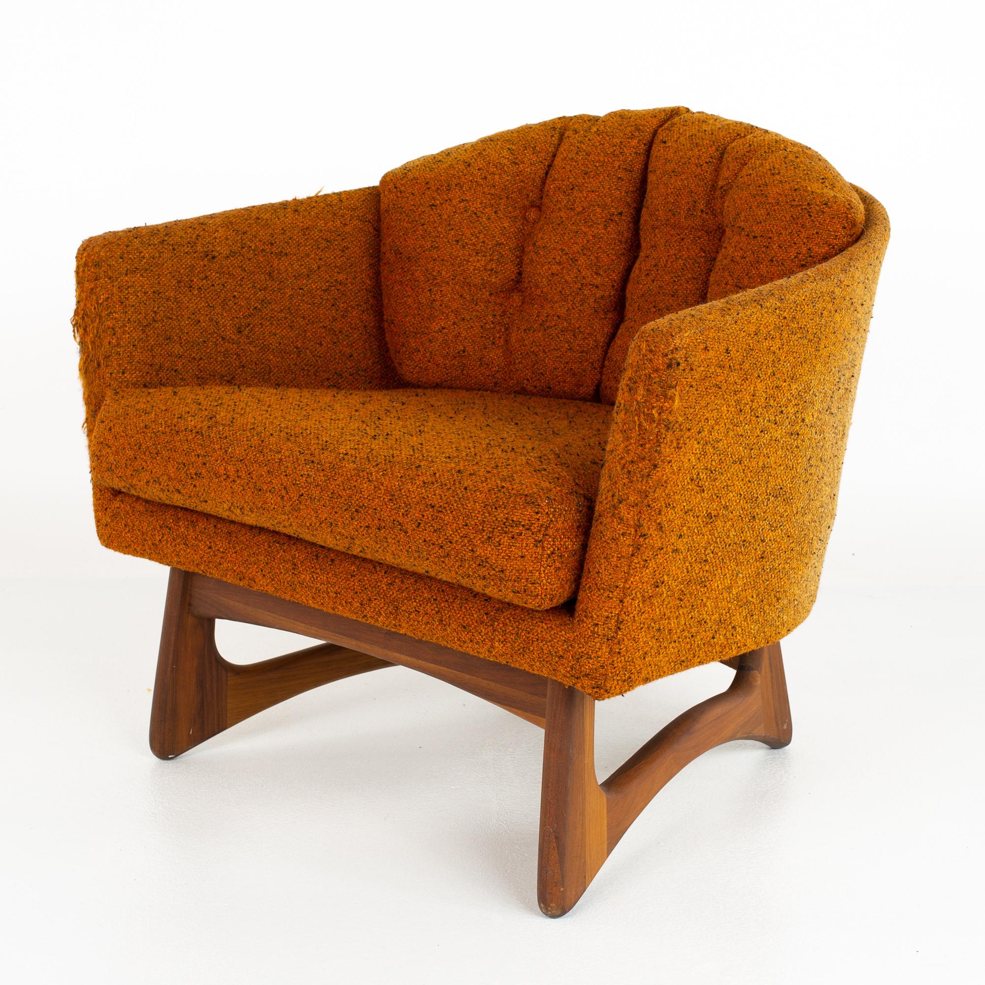 Mid-Century Modern Adrian Pearsall for Craft Associates Mid Century Walnut Barrel Lounge Chair 