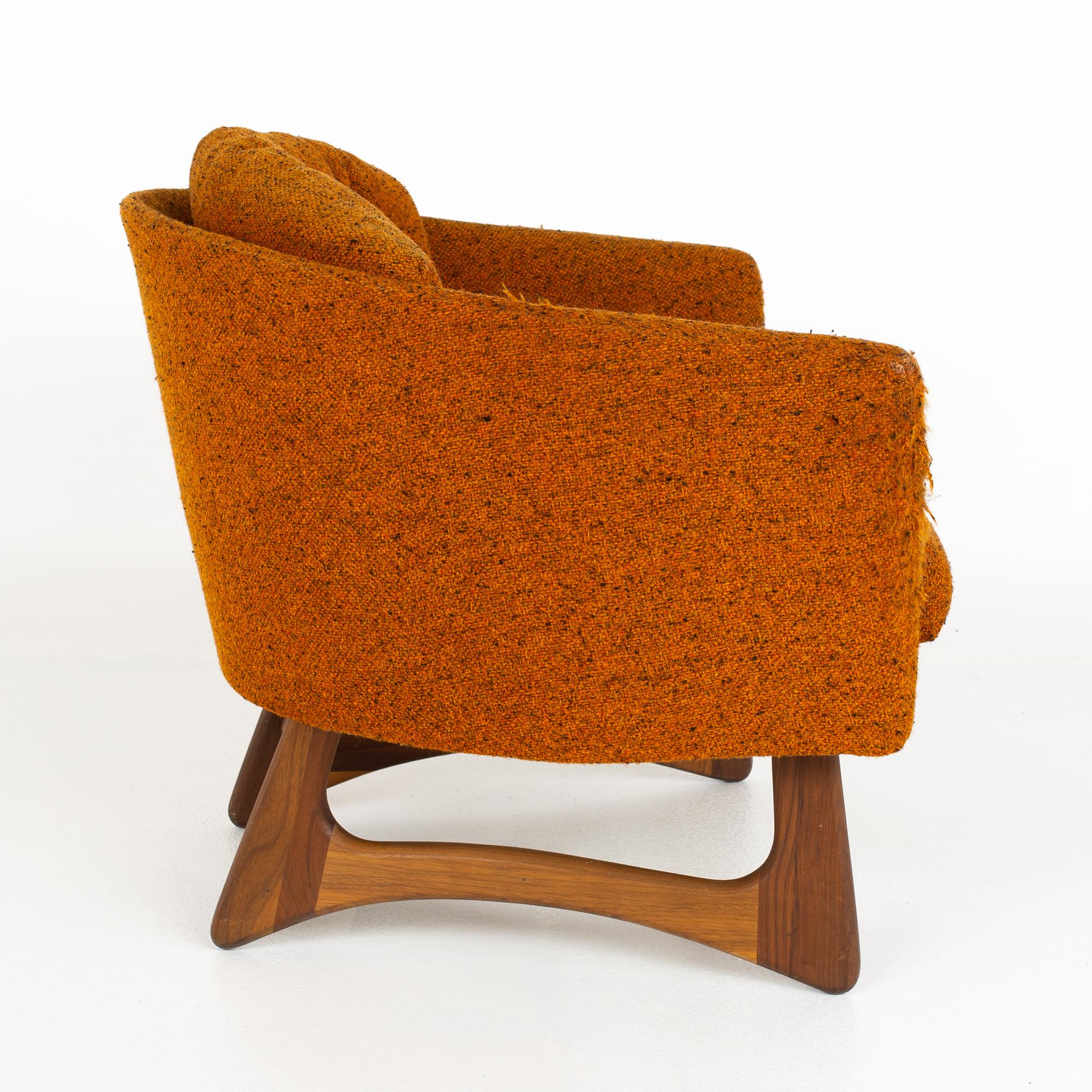 American Adrian Pearsall for Craft Associates Mid Century Walnut Barrel Lounge Chair 