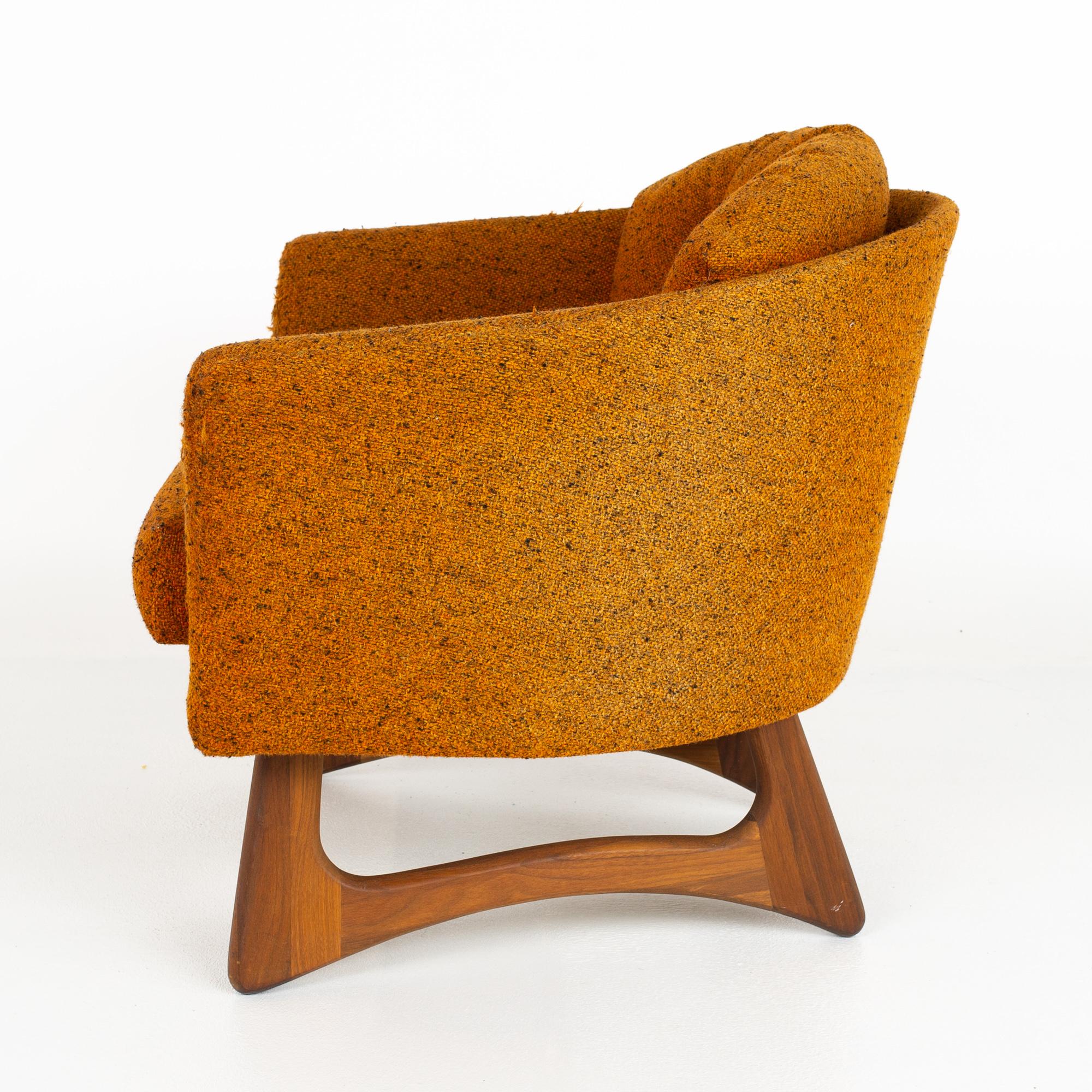 Adrian Pearsall for Craft Associates Mid Century Walnut Barrel Lounge Chair  1