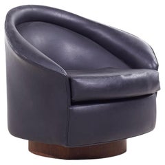 Adrian Pearsall for Craft Associates Mid Century Walnut Base Swivel Lounge Chair