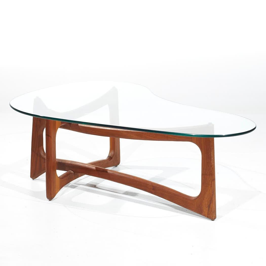 Glass Adrian Pearsall for Craft Associates Mid Century Walnut Coffee Table For Sale