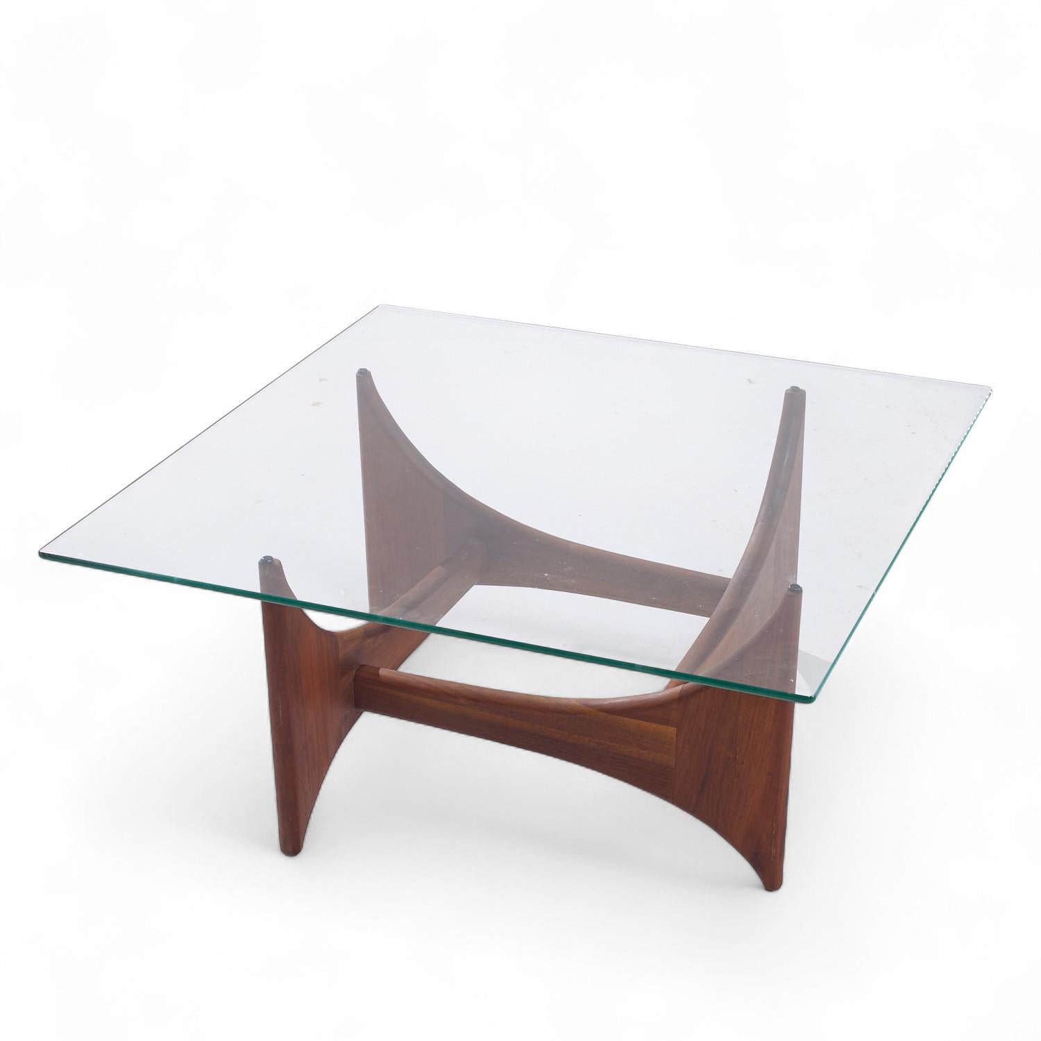 Glass Adrian Pearsall for Craft Associates Mid Century Walnut Coffee Table For Sale
