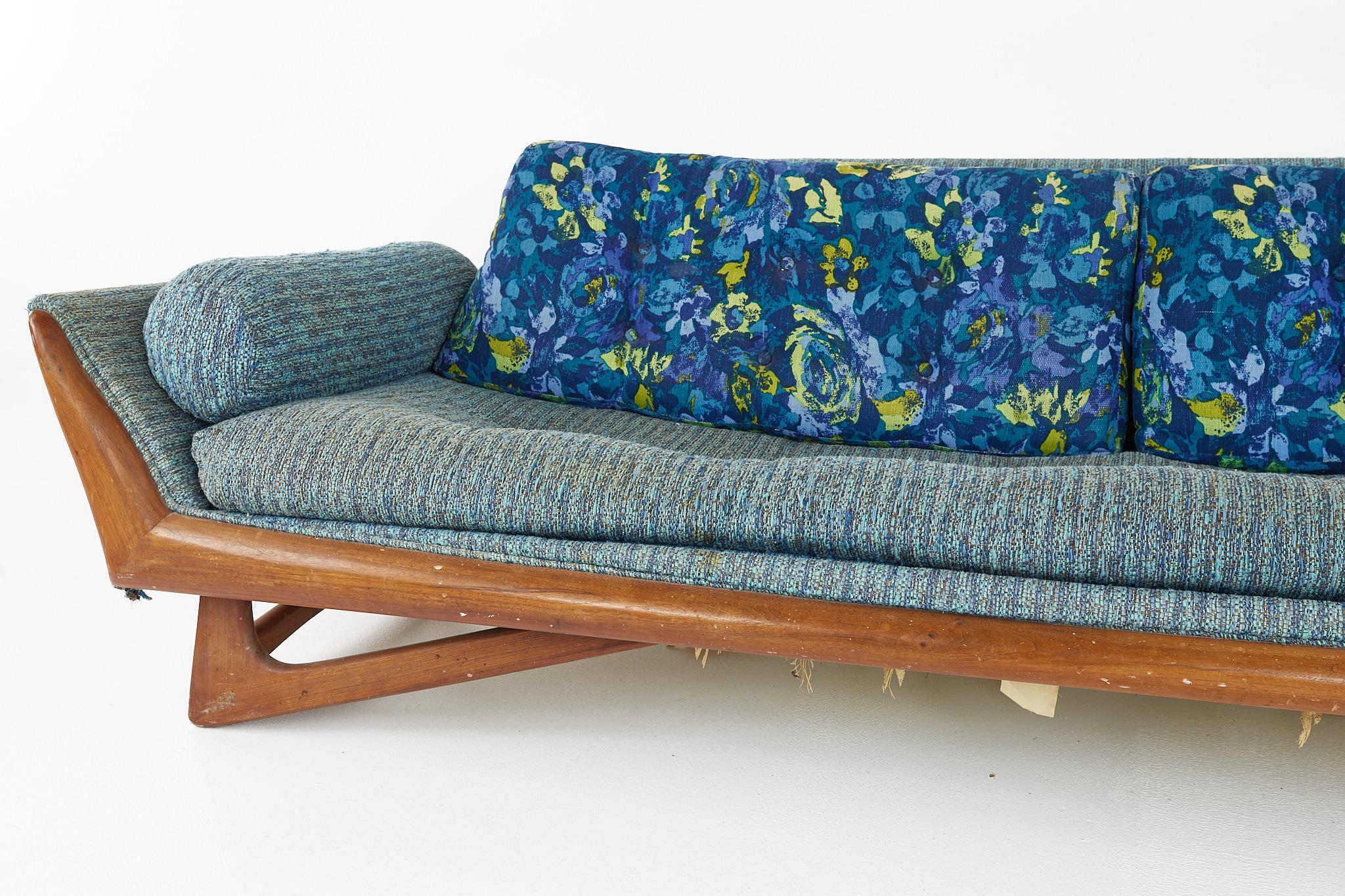 Upholstery Adrian Pearsall for Craft Associates Mid Century Walnut Gondola Sofa