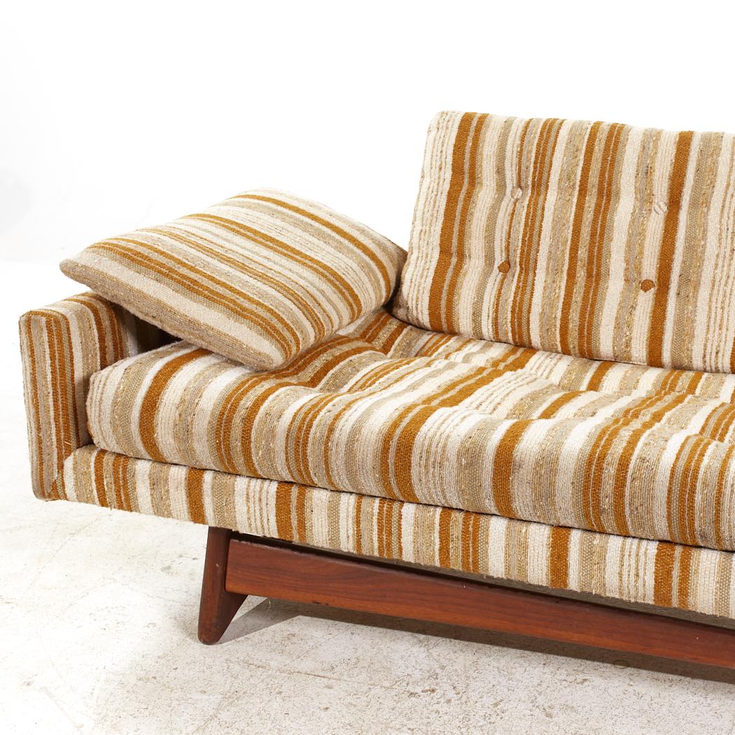 Upholstery Adrian Pearsall for Craft Associates Mid Century Walnut Gondola Sofa For Sale