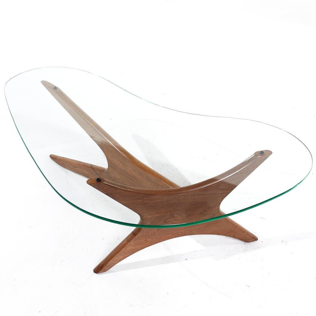 Glass Adrian Pearsall for Craft Associates Mid Century Walnut Jacks Coffee Table For Sale