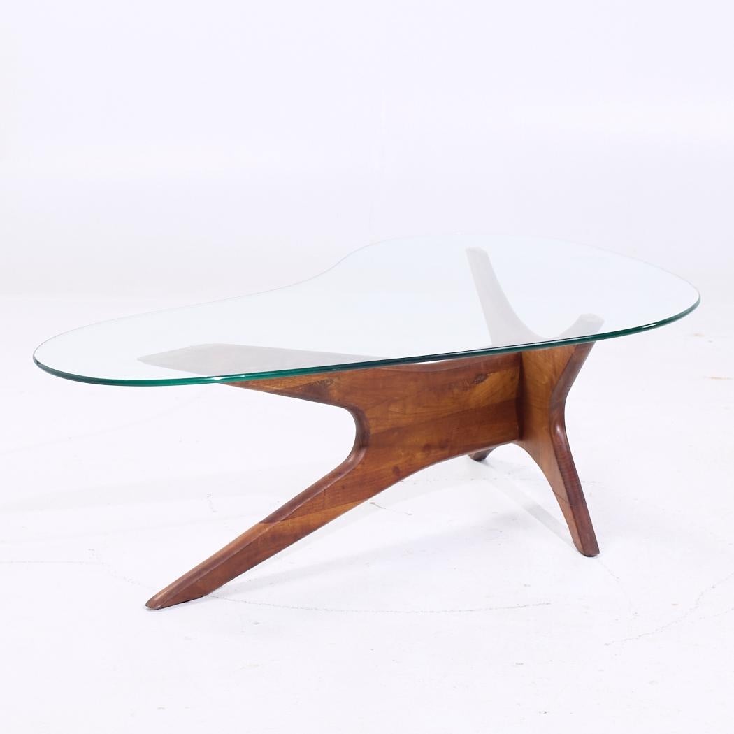 Adrian Pearsall for Craft Associates Mid Century Walnut Jacks Coffee Table Vidrio en venta