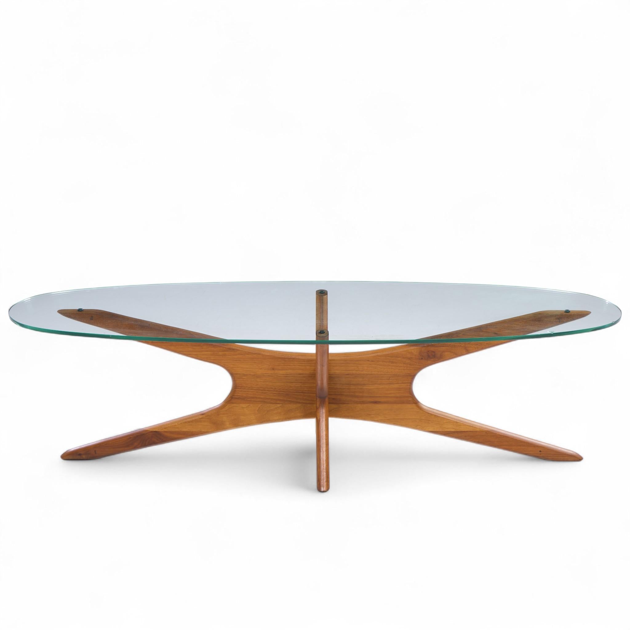 Glass Adrian Pearsall for Craft Associates Mid Century Walnut Jacks Coffee Table For Sale