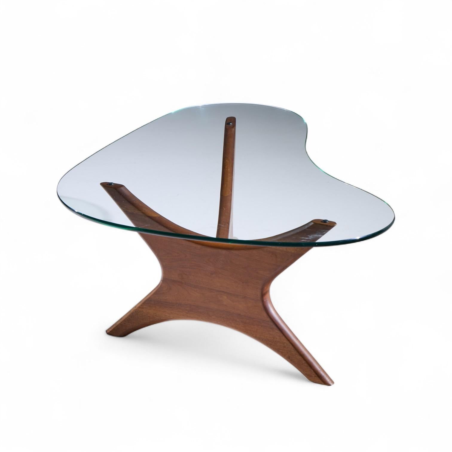 Verre Table basse Jacks en noyer du milieu du siècle d'Adrian Pearsall pour Craft Associates en vente