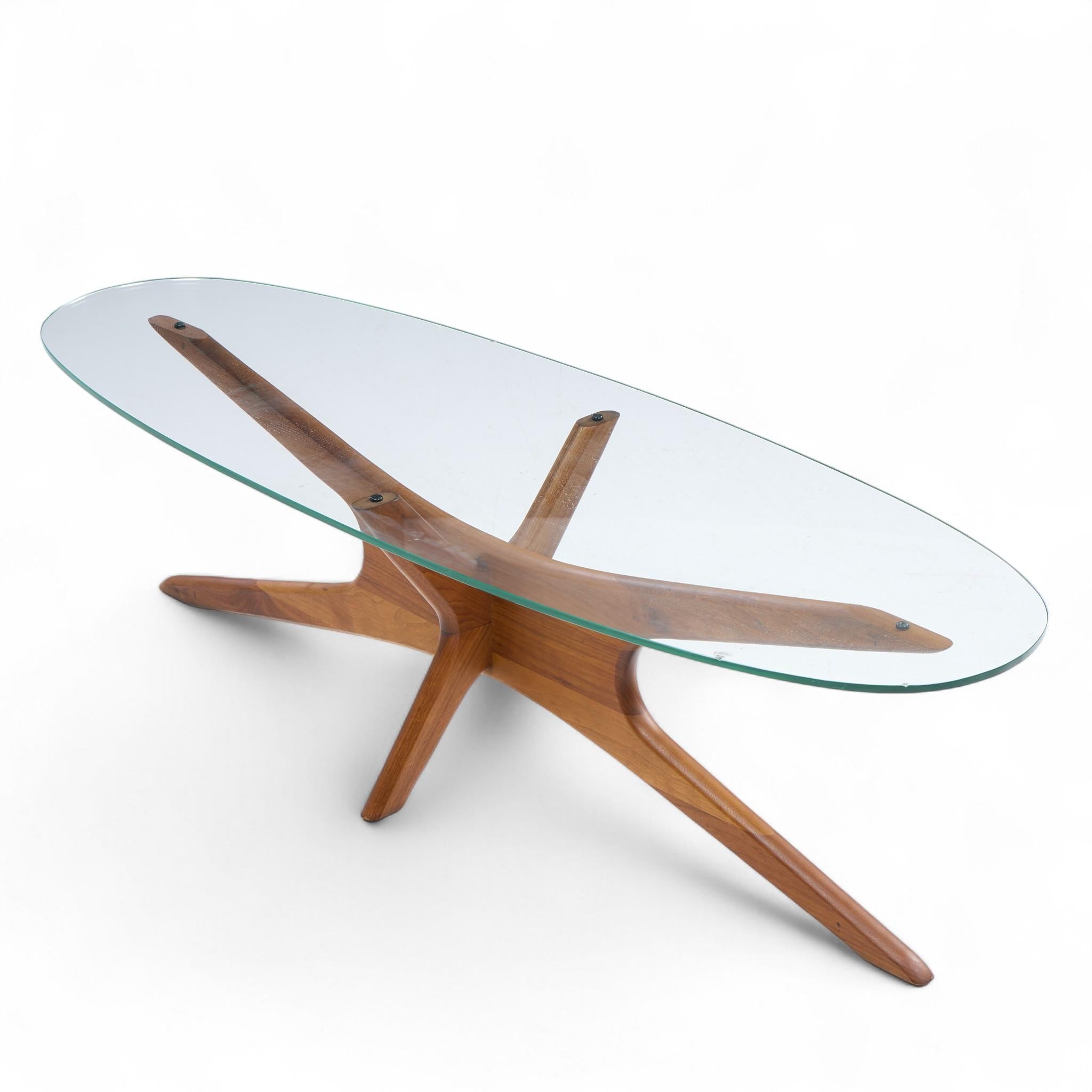 Adrian Pearsall for Craft Associates Mid Century Walnut Jacks Coffee Table For Sale 2