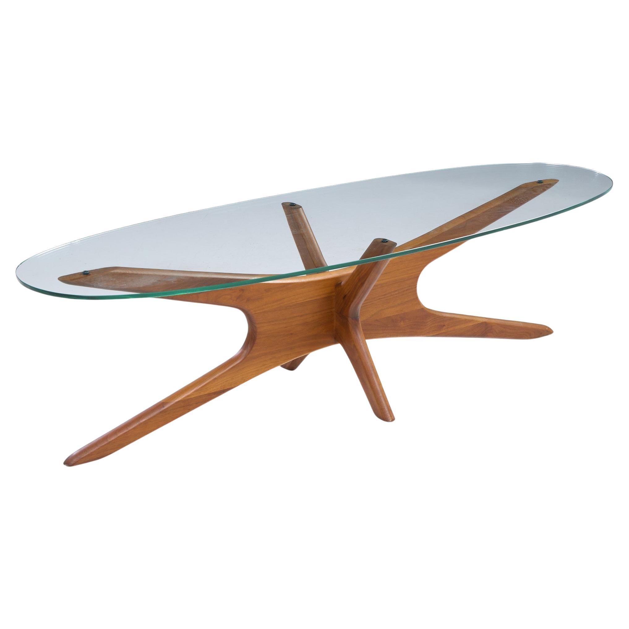 Adrian Pearsall for Craft Associates Mid Century Walnut Jacks Coffee Table For Sale
