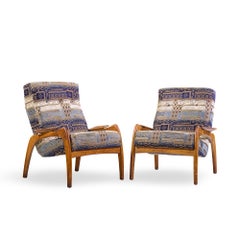Adrian Pearsall for Craft Associates Mid Century Walnut Lounge Chairs - Pair