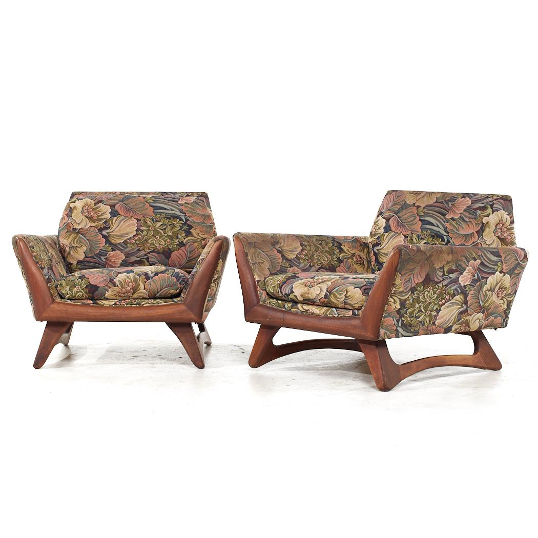 Mid-Century Modern Adrian Pearsall for Craft Associates Mid Century Walnut Lounge Chairs - Pair For Sale