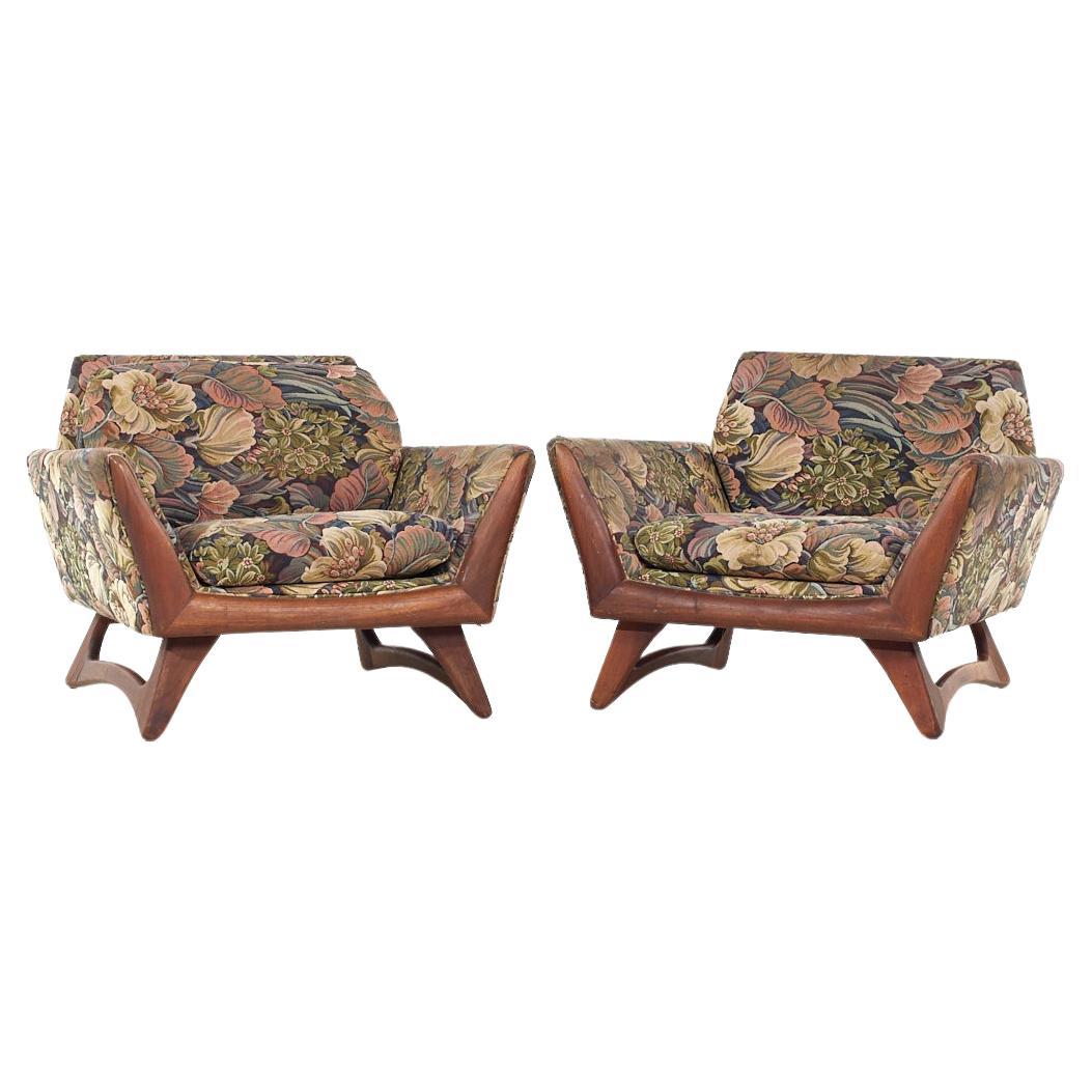 Adrian Pearsall for Craft Associates Mid Century Walnut Lounge Chairs - Pair For Sale