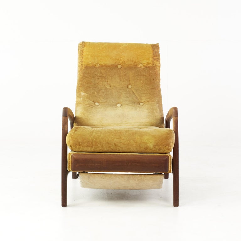 Adrian Pearsall for Craft Associates Mid Century Walnut Recliner

This chair measures: 26 wide x 62 deep x 36 high, with a seat height of 17 and arm height of 21.5 inches

All pieces of furniture can be had in what we call restored vintage