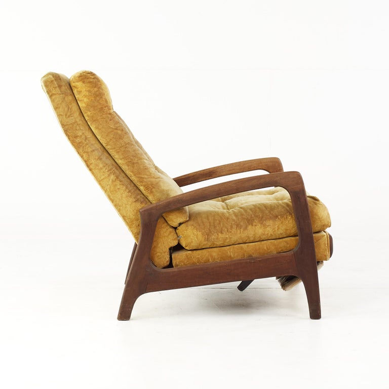 Upholstery Adrian Pearsall for Craft Associates Mid Century Walnut Recliner For Sale