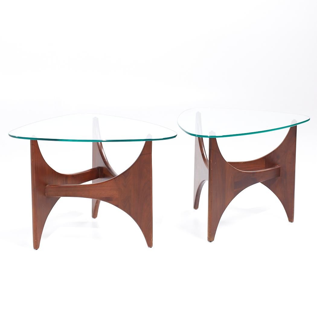 Adrian Pearsall for Craft Associates Mid Century Walnut Side Tables - Pair

Each side table measures: 27 wide x 23.75 deep x 19.25 inches high

All pieces of furniture can be had in what we call restored vintage condition. That means the piece is