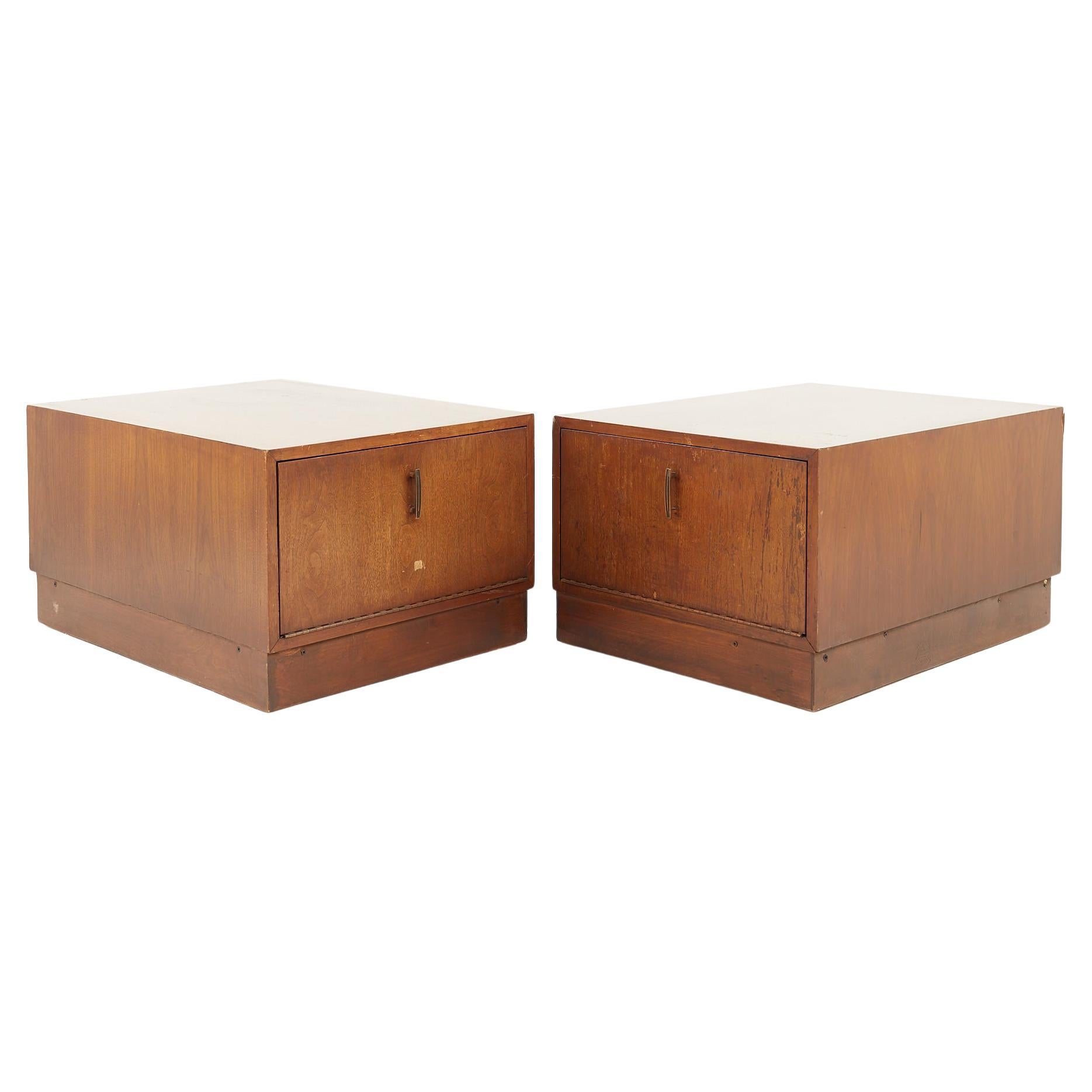 Adrian Pearsall for Craft Associates Mid Century Walnut Side Tables, Pair