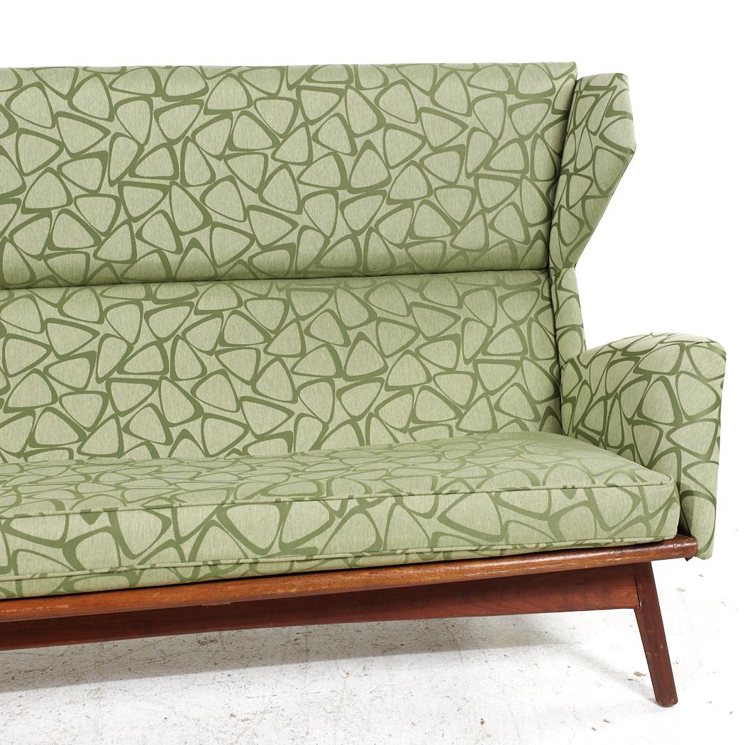 Adrian Pearsall for Craft Associates Mid Century Walnut Wingback Sofa For Sale 3