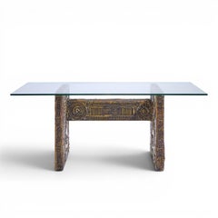 Adrian Pearsall for Craft Associates Midcentury Brutalist Glass Top Dining Table