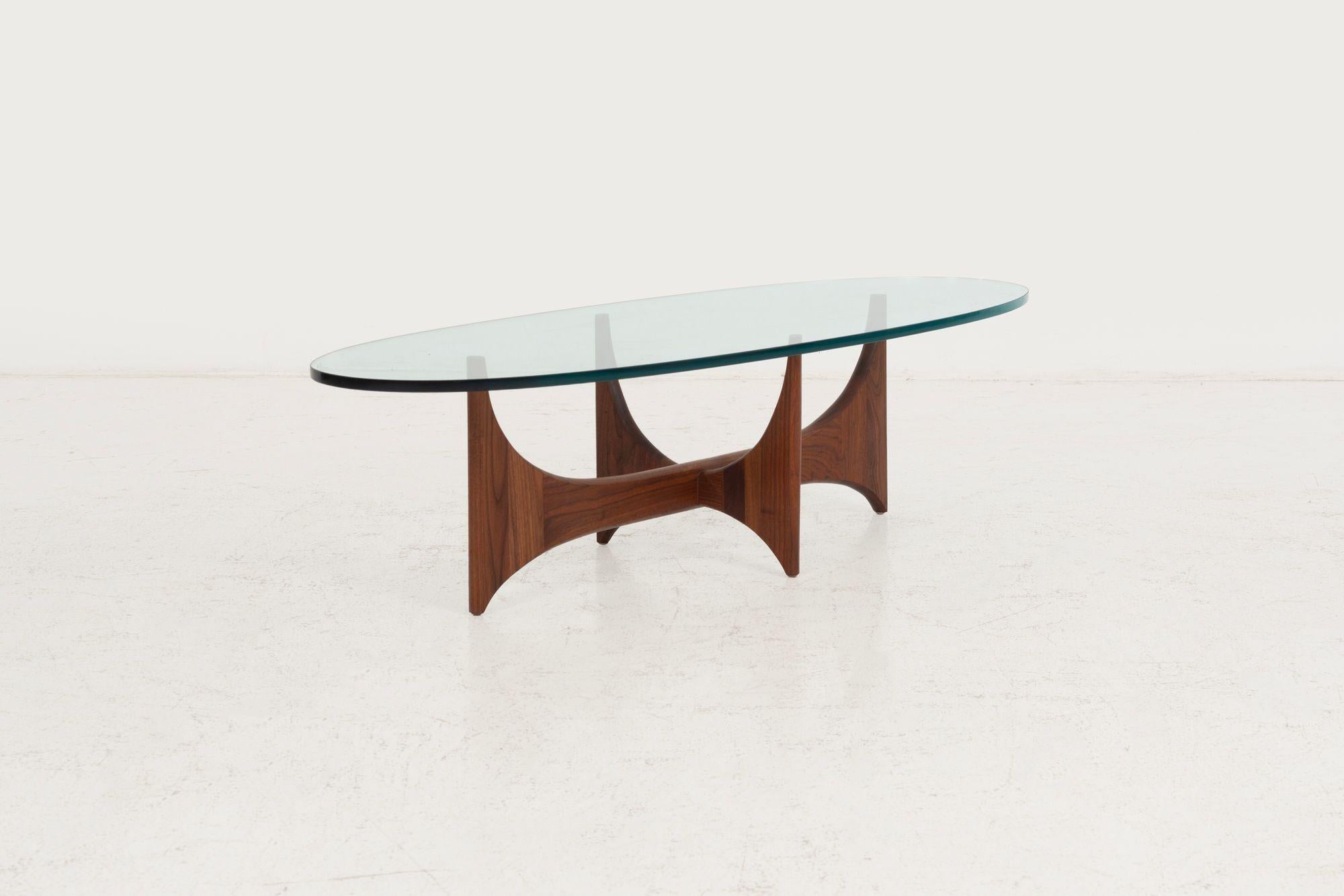 Glass Adrian Pearsall for Craft Associates Oiled Walnut Coffee Table 1965 For Sale