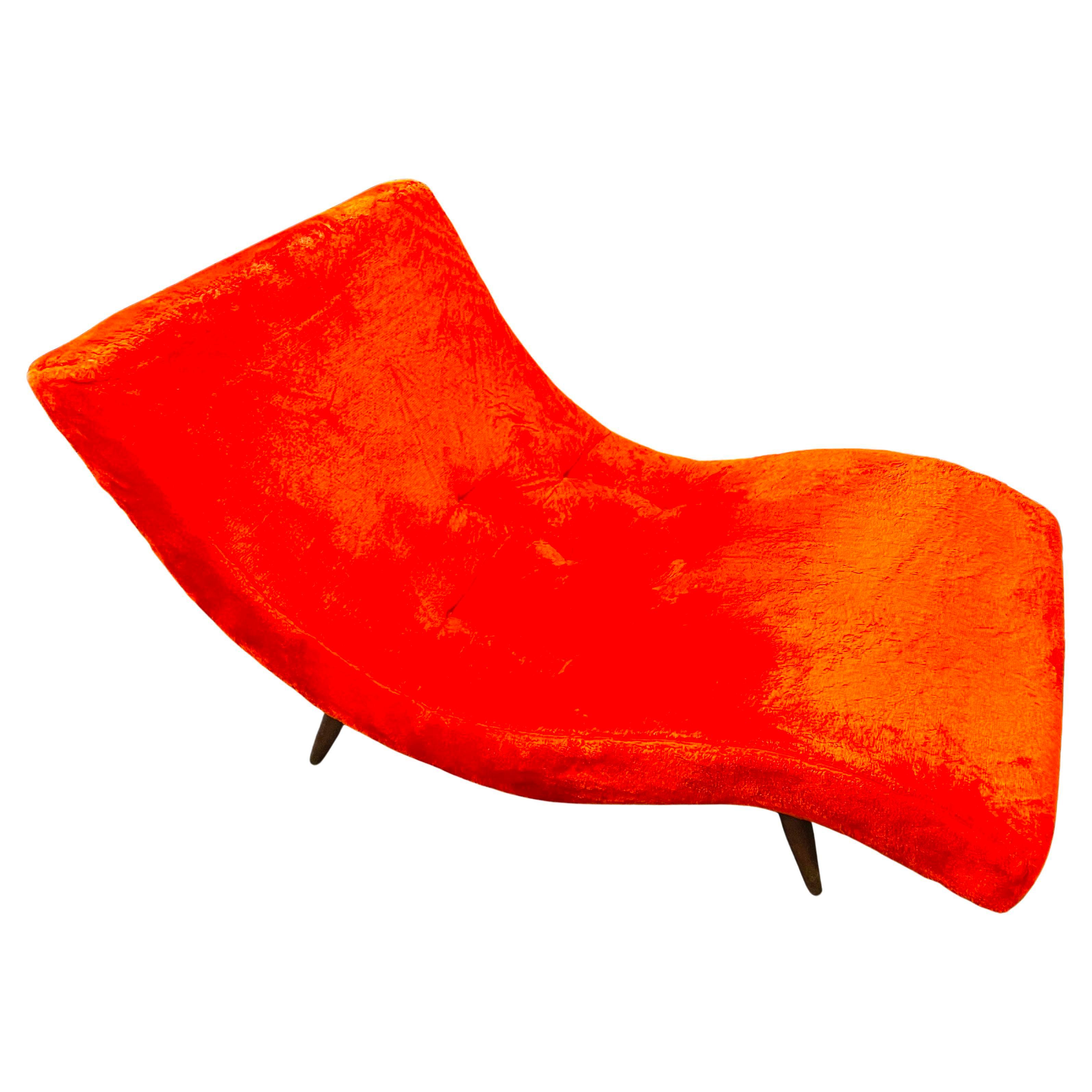 Mid-Century Modern Adrian Pearsall for Craft Associates Orange Shag Wave Chaise Lounge Chair Mod
