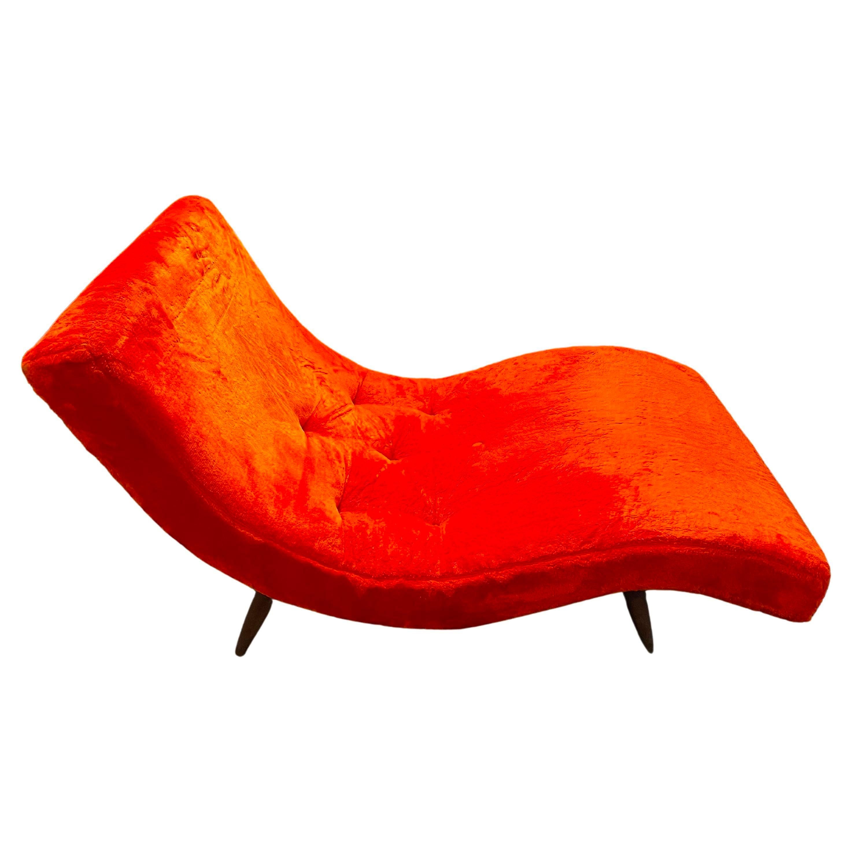 Adrian Pearsall for Craft Associates Orange Shag Wave Chaise Lounge Chair Mod In Fair Condition In Hyattsville, MD