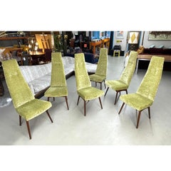 Adrian Pearsall Model 2051-C Dining Chairs, Walnut & Green Velvet