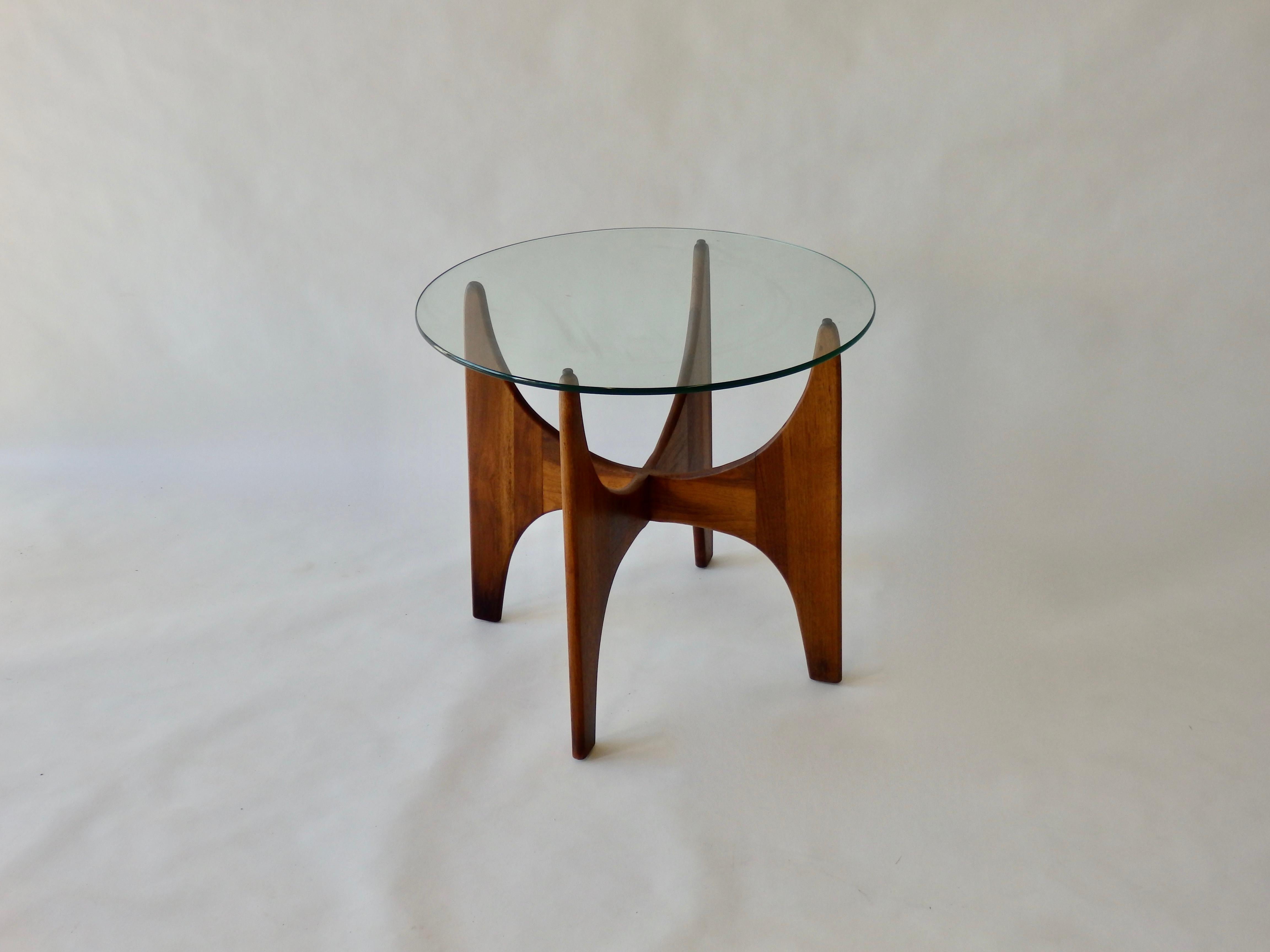 20th Century Adrian Pearsall for Craft Associates Round Glass Top on Walnut Base Side Table