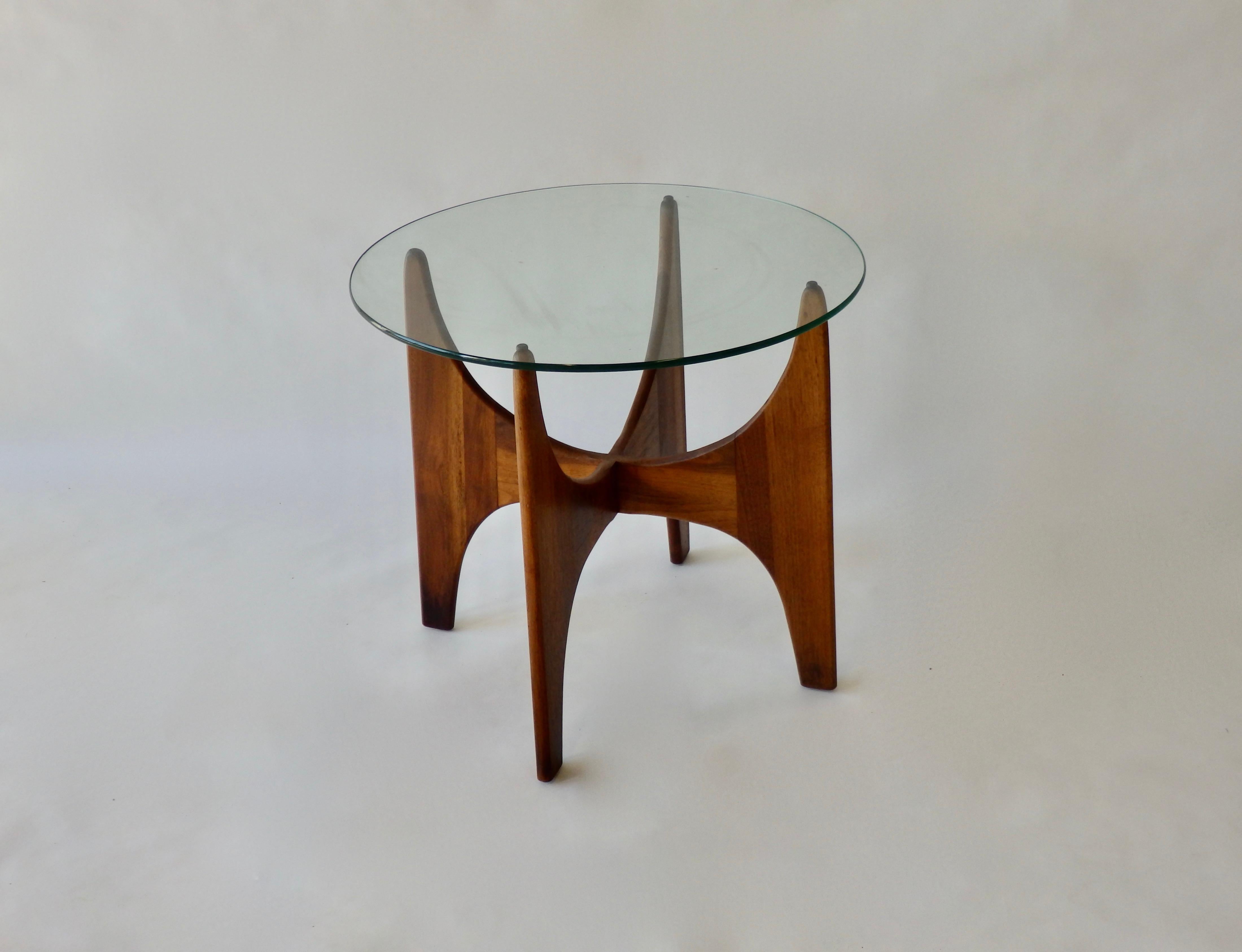 Adrian Pearsall for Craft Associates Round Glass Top on Walnut Base Side Table 1